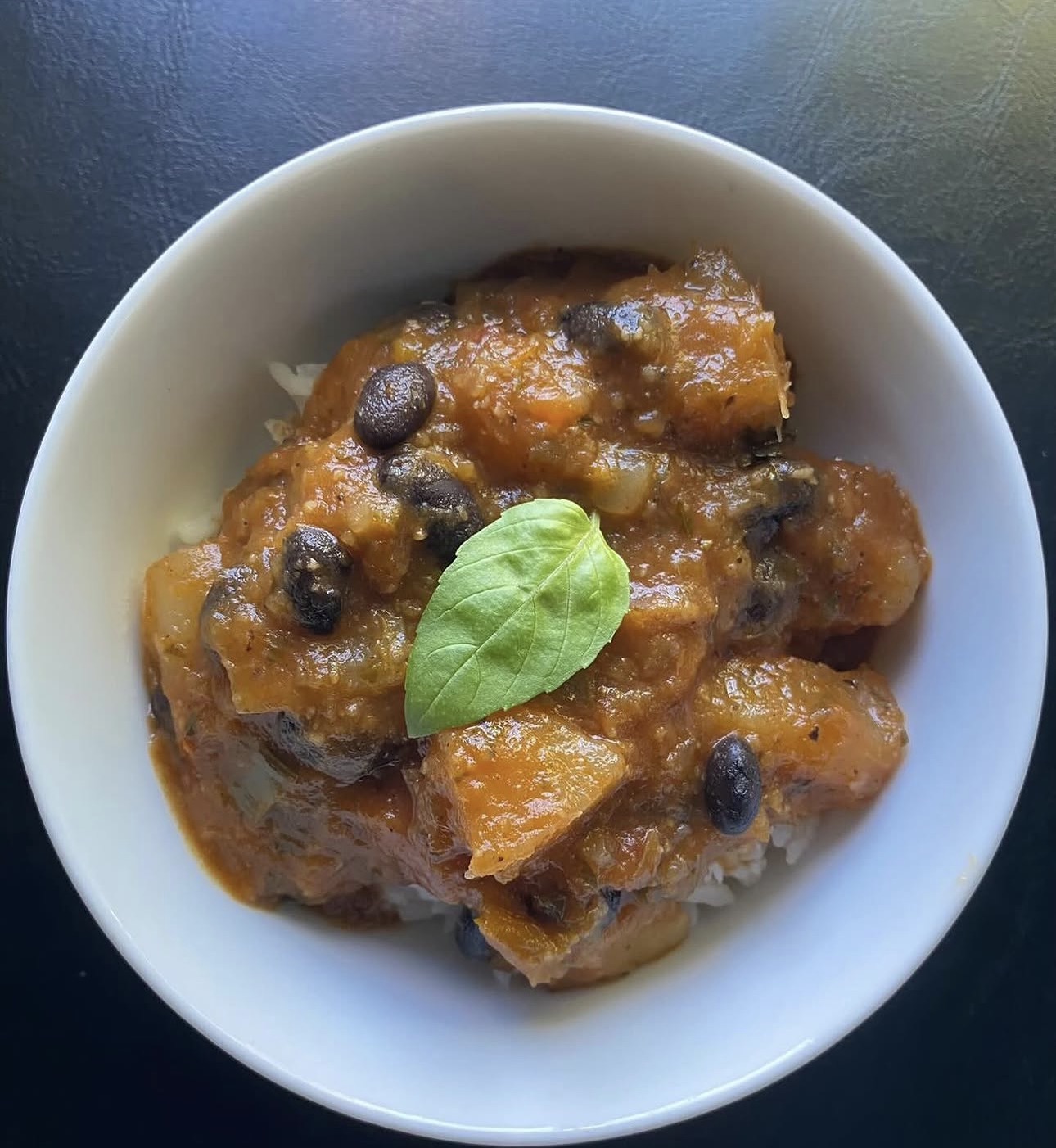 Nyambi served in a white bowl
