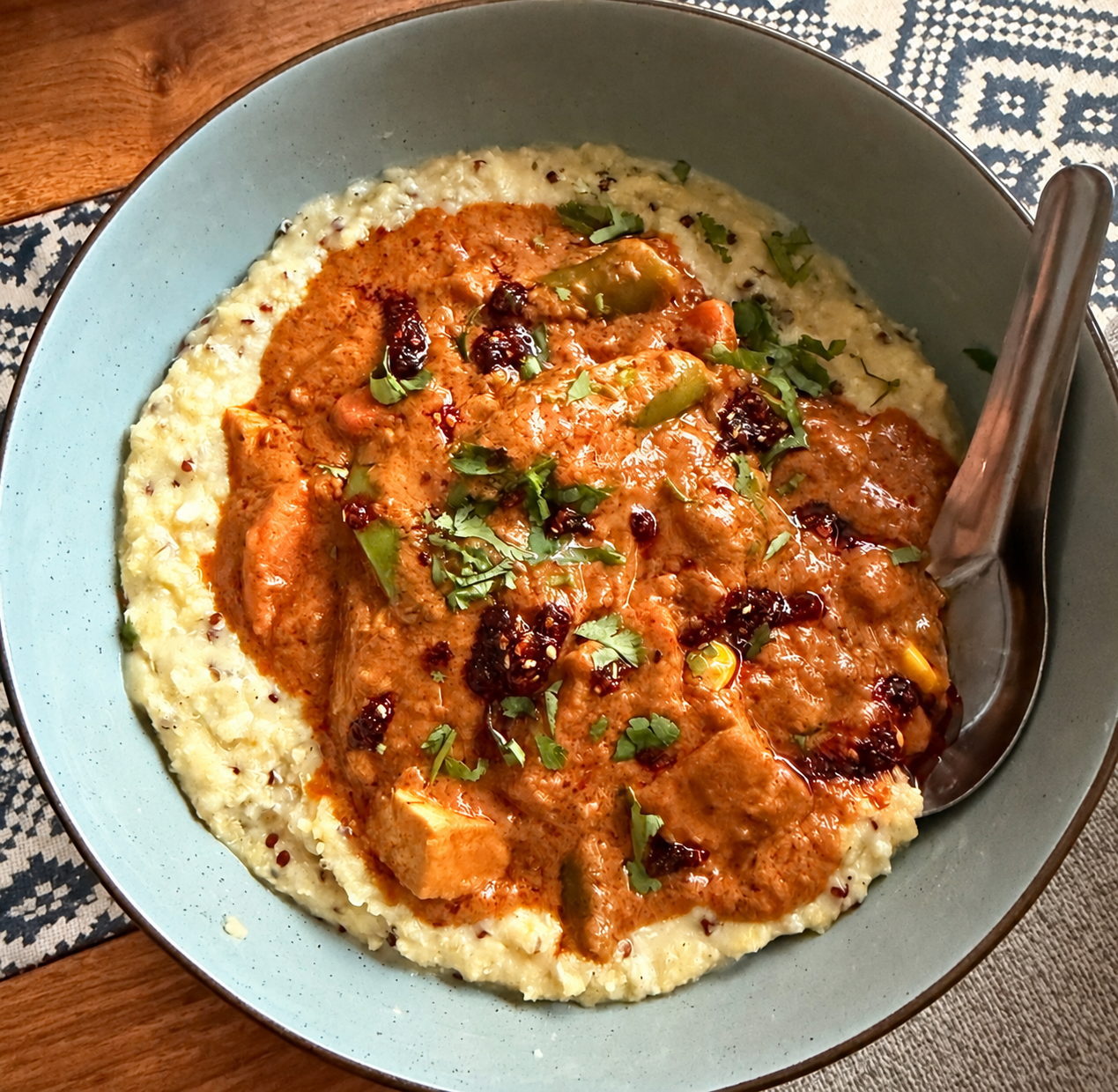 Vegan Peanut Butter Stew served with tofu; tofu is optional